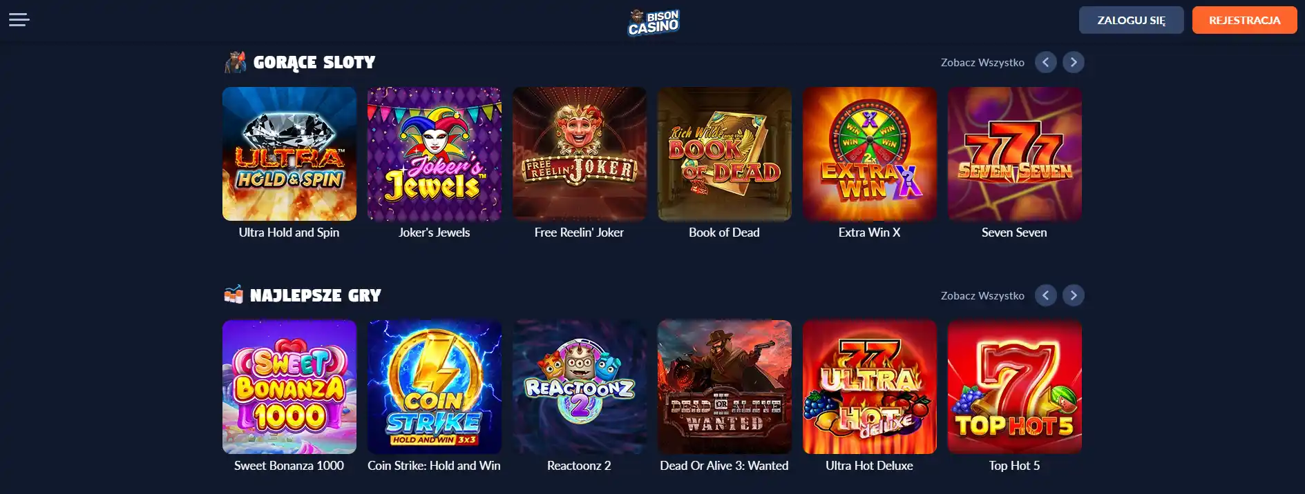 Gry Bison Casino – automaty, live casino i dostawcy